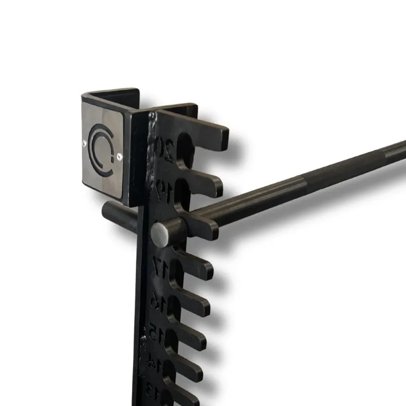 IMTP Extension top bracket with CC Athletics logo, pull bar seated in a notch